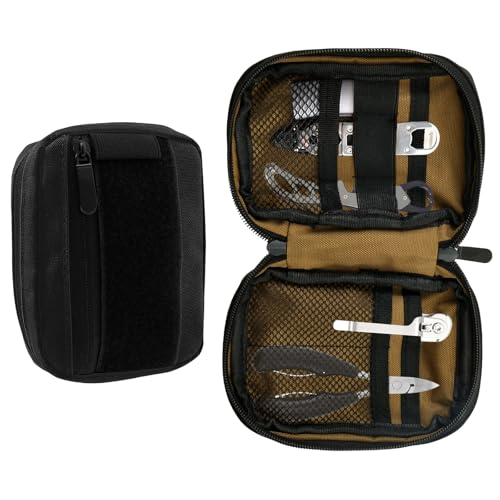 LZVXTYM Bolsa pequena EDC, bolsa de armazenamento portátil com vários compartimentos, estojo de armazenamento para transporte diário, mini organizador de equipamentos para lanterna, ferramenta de