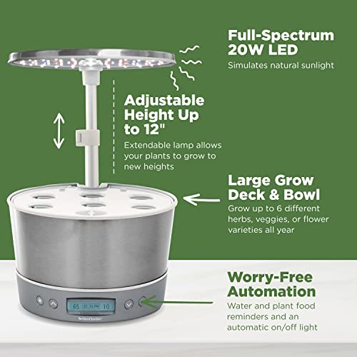 Image of AeroGarden Harvest Elite 360, White Stainless | Indoor Garden with LED Grow Light and a Seed Pod Kit