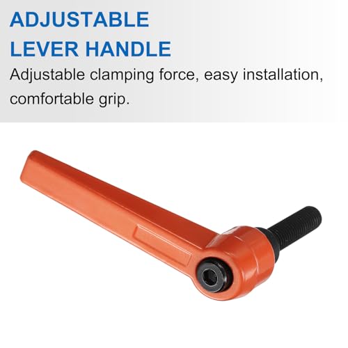 Image of uxcell 8pcs Lever Adjustable Handles M8 x 30mm Metric Male Thread, Level Clamping Handle Hand Stud Knobs Rotating Screw Handles Bolts with Locking Lever, Orange