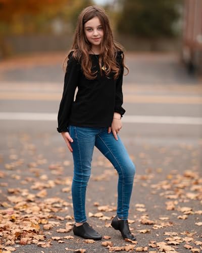 Stelle Jazz Shoes for Girls and Boys PU Leather Slip-On Jazz Dance Shoes (Toddler/Little Kid/Big Kid)(SJ06-Black,12ML