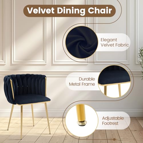 Image of Golden Glass Dining Table Set for 4 with 47.2 inch Rectangular Tempered Glass, 5 Pieces Kitchen Table Set with 4 Comfortable Velvet Chairs for Living Room, Apartments Small Place, Cafe (Black Chairs)