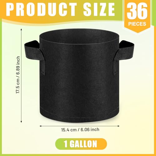 Image of Nuanchu 36 Packs 1 Gallon Grow Bags Bulk Aeration Fabric Pot with Handles