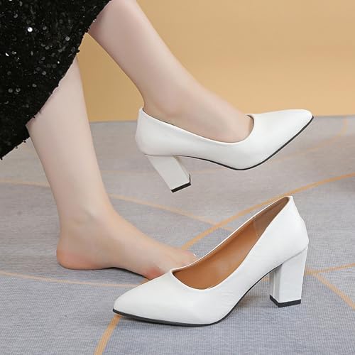 Talons épais décontractés à bout pointu en cuir véritable
