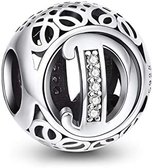 NINGAN Letter Alphabet Charm 925 Sterling Silver Charms Fits European Bracelets Compatible