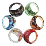 WRITWAA Anillos de Cristal de Estilo Étnico Bohemio para Mujer, 6 Piezas de Vidrio Colorido, Accesorio Versátil para Estilo Casual y Urbano