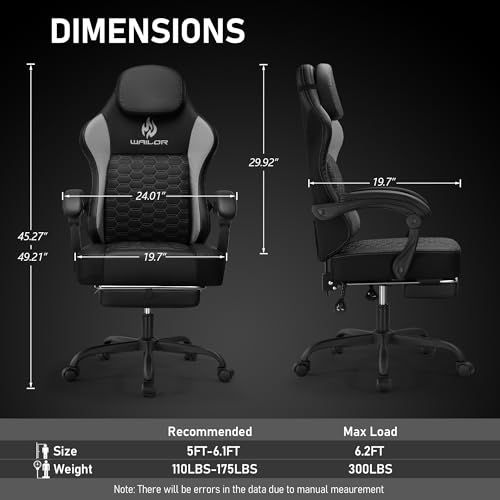 Gaming Chair with Pocket Spring Cushion, Video Game Computer Chair with Footrest for Adults, High Back Gamer Leather Chair with Headrest and Lumbar Support for Office Gaming 300LBS - Image 4