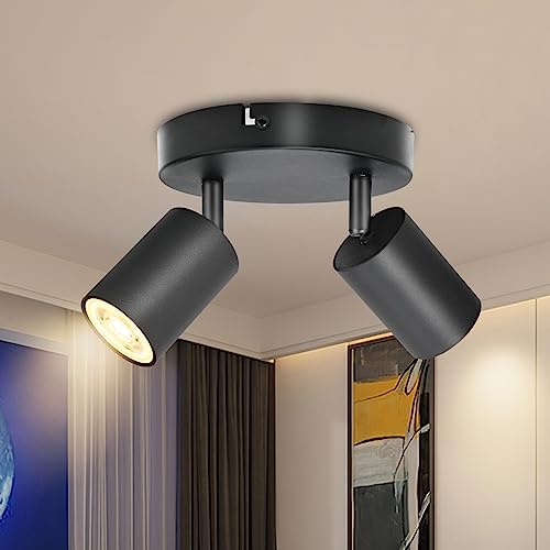 Plafonnier LED 2 spots noirs orientables GU10 pour éliminer les zones d'ombre du salon