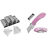 Purple Folding Utility Knife Heavy Duty Box Cutter with 5 SK5 Quick Change Blades + 60 Pack Utility