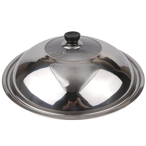Coperchio in vetro temperato da 40 cm, universale, con manico resistente al calore, per casseruole, wok, padelle, pentole lavabili in lavastoviglie