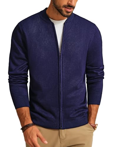PJ PAUL JONES Herren Freizeit Cardigan Sweater mit Stehkragen Slim Fit Strickjacke mit Reißverschluss (Navy Blau, M) PJ PAUL JONES Herren Freizeit Cardigan Sweater mit Stehkragen Slim Fit Strickjacke mit Reißverschluss (Navy Blau, M)