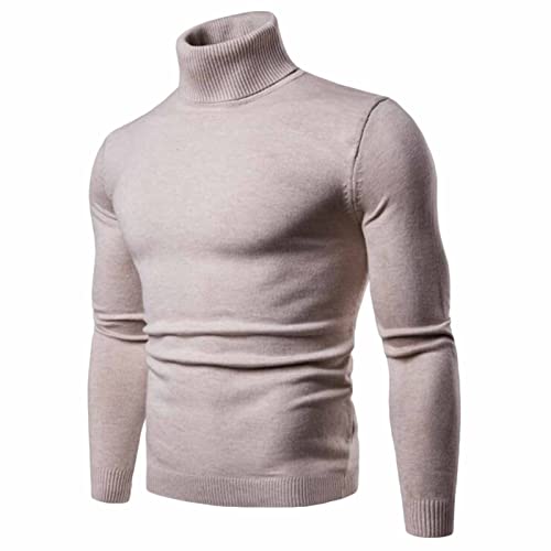 Men's Slim Fit Sweaters Long Sleeve Lightweight Knit Pullover Turtleneck Casual Knitted Tops Fall Winter Warm Sweater