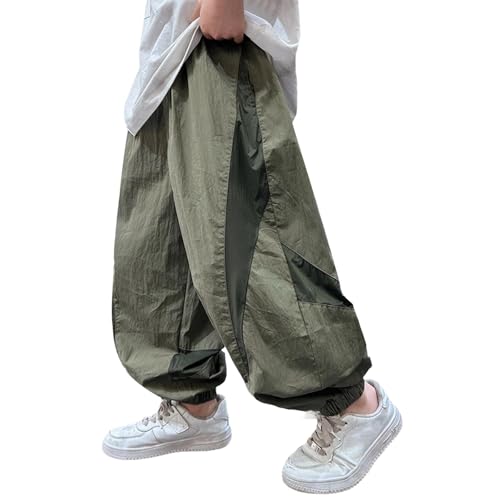Beessbest Boys Parachute Pants Size 6-16 Casual Loose Sweatpants Elastic Waist Lightweight Hiking Pants with Pockets