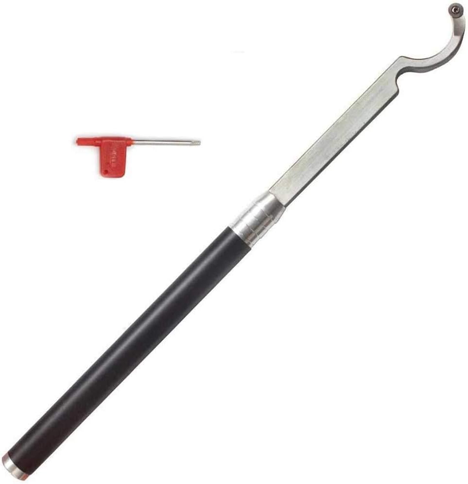 Hollower Swan Neck Woodturning Lathe finisher Tool Hollowing with 12mm Round Carbide Insert and a Screw and star key wrench for wood hobbyist or DIY or carpenter, RC-12