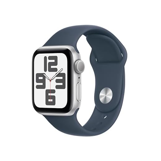 Apple Watch SE (2ª generazione, 2023) GPS 40 mm Smartwatch con cassa in alluminio color argento e Cinturino Sport blu tempesta - S/M. Fitness tracker, monitoraggio del sonno, Rilevamento incidenti