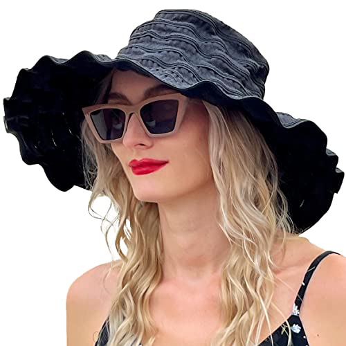Femme-Vintage-Plage-Chapeau-de-Soleil-Pliage-de-Voyage-Large-Bord-Dete-Chapeaux