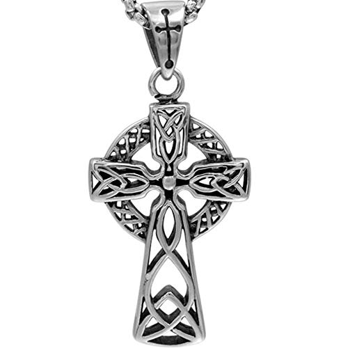 Jude Jewelers Retro Vintage Stainless Steel Celtic Knot Christian Cross Religious Pendant Necklace