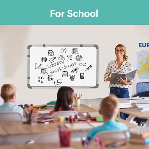 Image of YAJNAS Non-Magnetic 1.5x3 feet Double Sided Whiteboard & Chalkboard Both Side Writing Board with 1 Marker and 1 Duster - Set of 3 Items