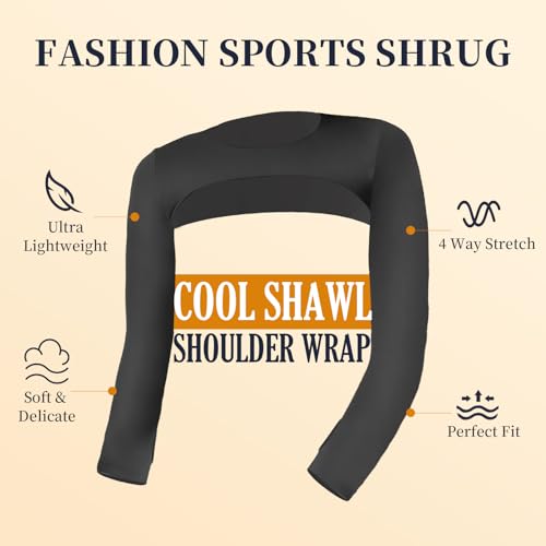 Hiball Workout Bolero Shrug Crop Top Long Sleeve Women, Sports Shrug Cropped Shirts, Cooling Shawl Arm Sleeves2