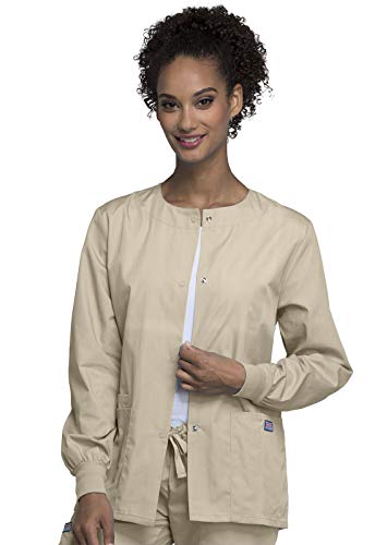 Cherokee Women's Warm Up Scrubs Jacket, Khaki, Large