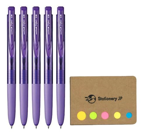 Bolígrafo Gel Retráctil Signo RT1, Punta Micro 0.38mm, Tinta Violeta, Pack 5