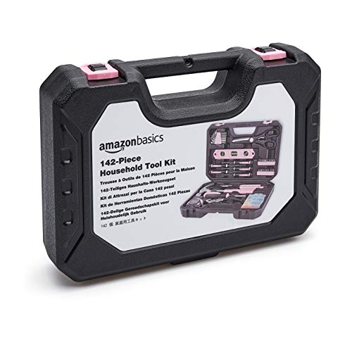 Amazon Basics 142-Piece Household Tool Kit for Home Repair, Hand Tools with Storage Case, 13.39 x 9.25 x 2.95 inch, Pink by Amazon Basics - Image 4