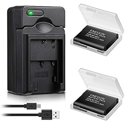 Cargador Bateria Np Bg1 Batería ENEGON (Paquete de 2) y Cargador USB rápido para Sony NP-BG1, NP-FG1 y Sony Cyber-Shot DSC-W30 W35 W50 W55 W70 W80 W120 W150 W220 WX1 WX10 HX9V H7 H9 H10 H20 H70 H50 H55 H90 HX5V HX9V HX10V