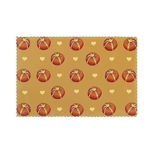 Juego de 6 manteles individuales de 12 x 18 pulgadas con estampado de pan con mantequilla YYHHAOFA – Grueso, resistente, para comedor, cocina, hotel, hogar y decoración de banquetes