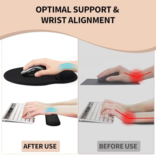 Image of eulps Mouse Pad Wrist Support, Ergonomic Memory Foam Keyboard Wrist Pad & Gel Wrist Rest Set for Computer Keyboard for Easy Typing & Pain Relief for Office & Home (Leafy Lushness Set)