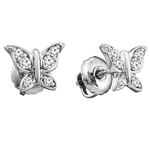 Dazzlingrock Collection 0.15 Cttw Round White Diamond Womens Butterfly Stud Earrings, Available in 10K/14K/18K Solid Gold