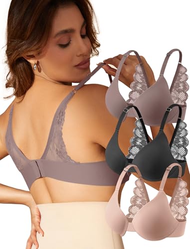 Image of Livona Lace Bralette for Women - Comfort Sports Bra Wireless Padded Bralette with Support Workout Tops Cami Crop S-XXL