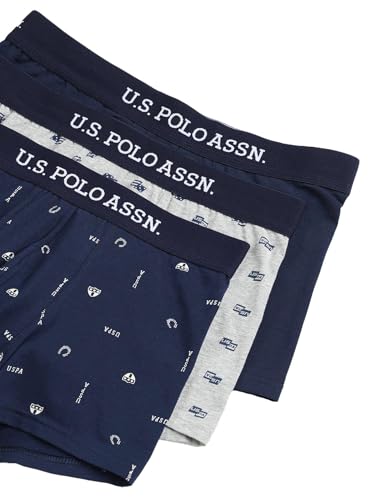 Image of U.S. Polo ASSN. Mens OET14 Anti Microbial Printed Underwear Trunks - Pack of 3