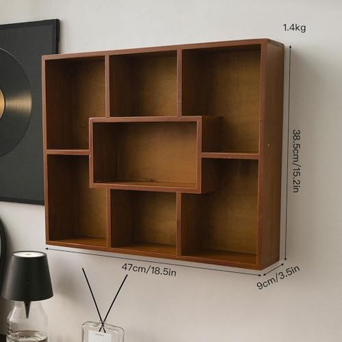 Étagère murale en bois grand format avec 7 compartiments de rangement - 3