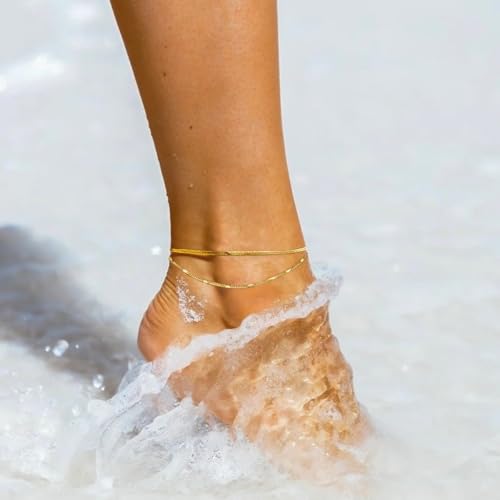 Ankle Bracelets for Women 14k Real Gold Silver Plated Anklets Freshwater Pearl Seashell Mermaid Heart Evil Eye Charms Adjustable Chain Waterproof Hypoallergenic Body Jewelry Cute Trendy Gifts4