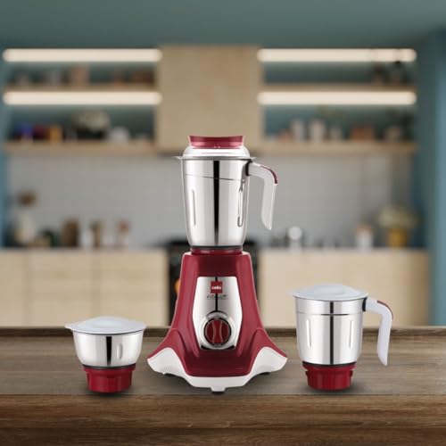 Image of Cello Kitchenette Collection Levanate Plus Mixer Grinder with 3 Jars| 500 Watts | 3X Speed Control | Set of 3 | Maroon