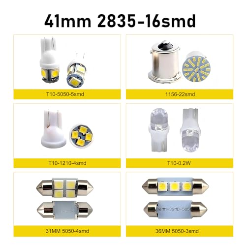 42 luces LED interiores para auto, T10 31-41 mm miniatura 4