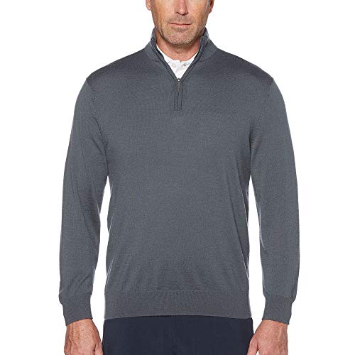 Callaway Weather Series Men'S 1/4 Zip Golf Sweater With Mock Collar, Thermal Merino Wool, Breathable Soft Fabric, Quiet Shade Grey, X-Large