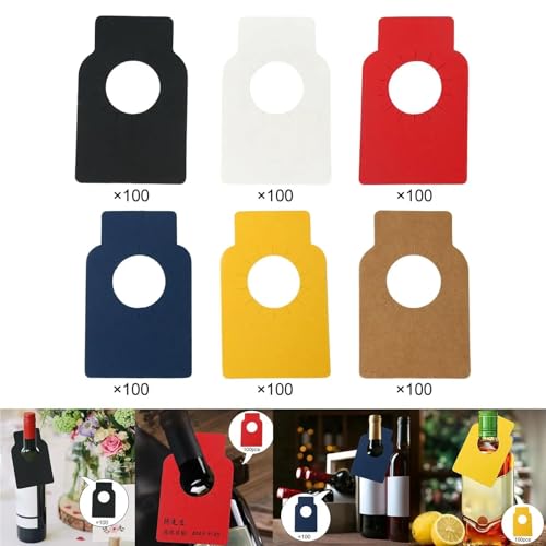 Etiquetas para botellas de vino blancas, pack de 200 unidades colgantes para bebidas 4