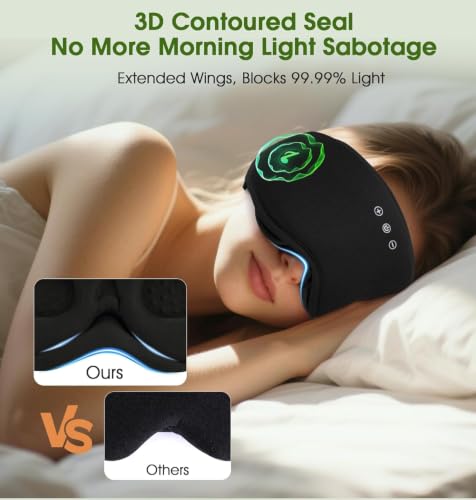 LC-dolida 2-in-1 3D Bamboo Cotton Blackout Sleep Mask w/ Bluetooth Headphones (3 colors) - image 8