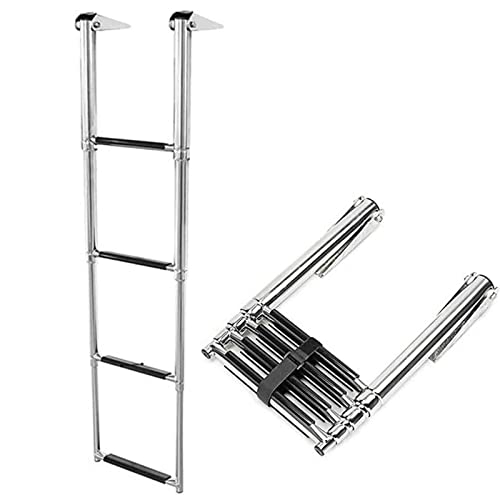 Escalera Telescópica de Acero Inoxidable para Piscina o Barco, 4 Peldaños