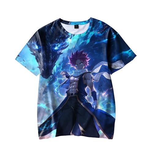 Anjinguang FAIRY TAIL T-shirt Erza Scarlet Natsu Dragneel Lucy Heartfilia Anime d'été Cosplay à Manches Courtes Col Rond Dessin Animé Mode Casual Sport Top...