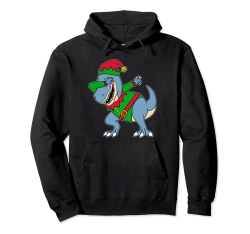 Dabbing Christmas Elf Trex Dinosaur Kids Xmas Sudadera con Capucha