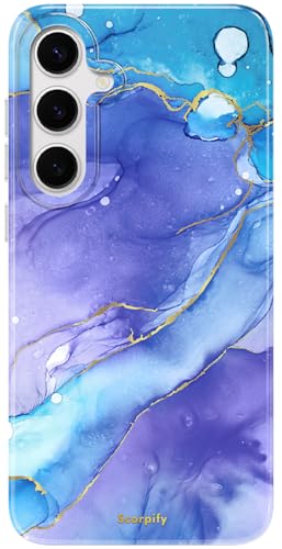 Coque Samsung S25 Plus MagSafe SCORPIFY en marbre bleu et protection antichoc silicone