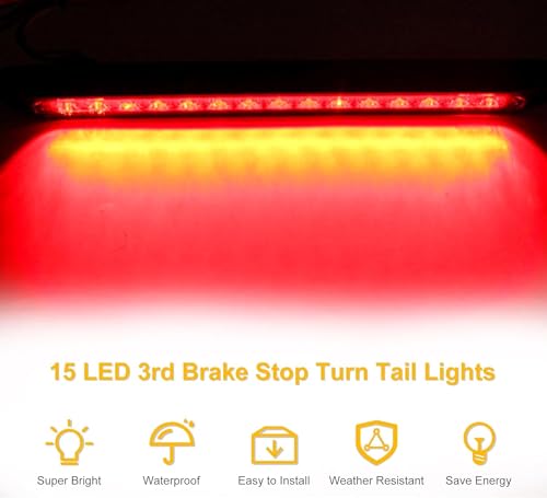 VISSQH Rot 12V-24V LED Rücklicht, 15-LED Rücklicht Bar, Identifikationslicht Kontrolleuchte Warnlichter Begrenzungsleuchten