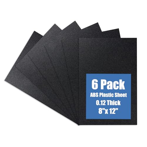 Image of Plastic Sheet 8 inch x 12 inch x 0.125 inch, Black PVC Board Flexible Moldable Impact Strength and High Tensile 1 /8 inch Thick (3mm) for Crafts Materials Home Decor and Handicrafts, Abs Plastic Sheets 6 Pack