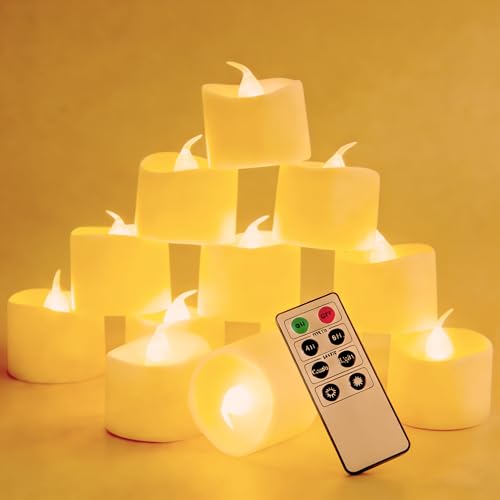 Mineup 12 Stück LED Teelichter mit Timer, Led Teelichter mit...