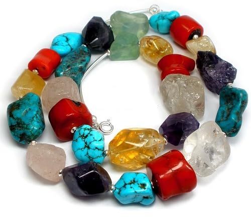 ARANDE Collana con pietre naturali, corallo, argento Sterling 925