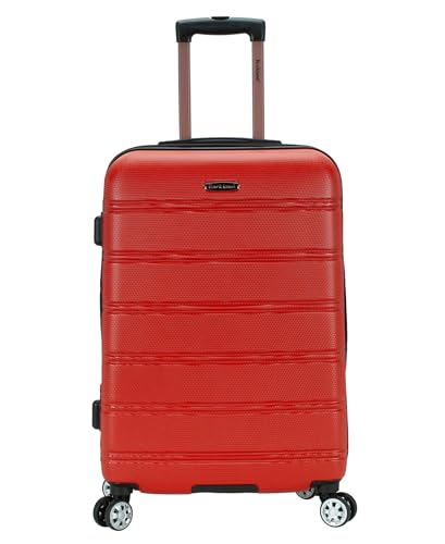 Image of Rockland Santa Fe Hardside Spinner Wheel Luggage, Red, 24 inch Medium, Melbourne Hardside Expandable Luggage With Spinner Wheels