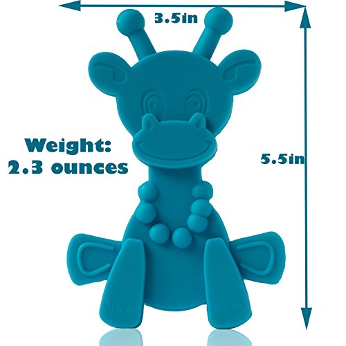 Baby Teething Toy Extraordinaire - Little Bambam Giraffe Teether Toys By Bambeado. Toy For Natural Teething Comfort And For Sore Gums - Gift For Baby Through To Infant - Cyan #TOP1
