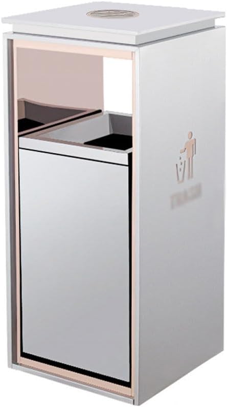 Trash Can Outdoor Garbage Can Stainless Steel Trash Can Vertical with Ashtray Lobby Shopping Mall Outdoor Peel Bin Patio Trash Can for Outside