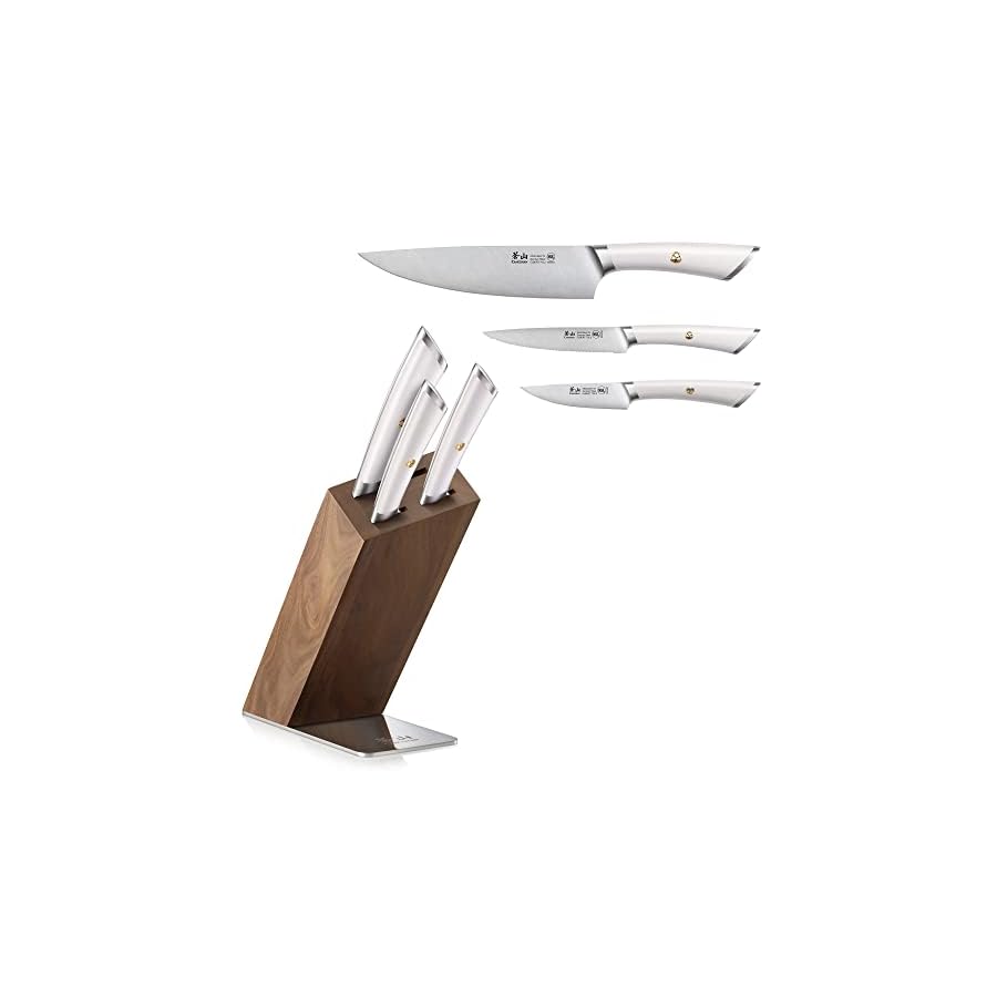 Cangshan ELBERT Series German Steel Forged 4-Piece HUA Knife Block Set, Acacia (White)